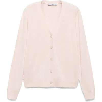 Mango Luka V-neck Cardigan In Light/pastel Pink