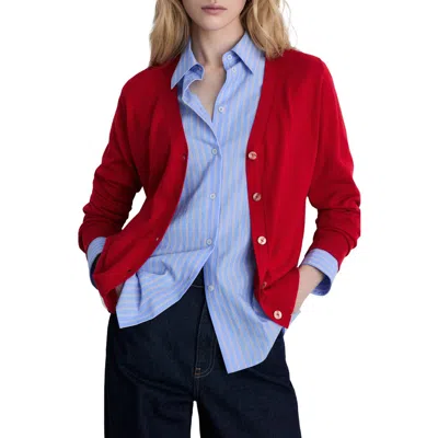 Mango Luka V-neck Cardigan In Red