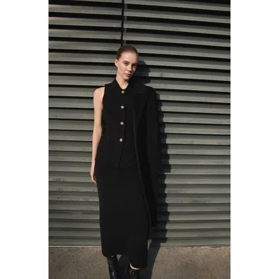 Mango Lulu Fine Knit Midi Skirt In Black