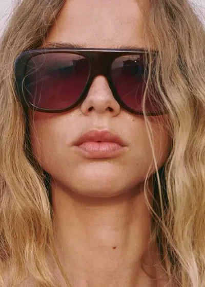 Mango Lunettes De Soleil Aviateur Avec Monture En Acétate In Brown