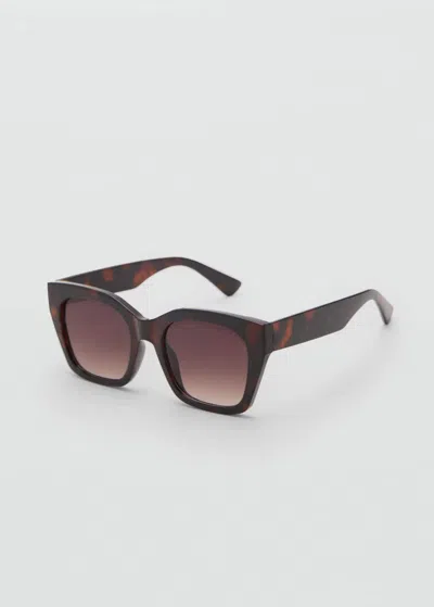 Mango Lunettes De Soleil Monture Carrée Chocolat - Femme - Taille Unique -