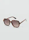 Mango Squared Frame Sunglasses Chocolate