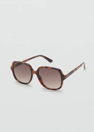 Mango Squared Frame Sunglasses Chocolate