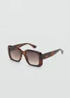 Mango Squared Frame Sunglasses Chocolate