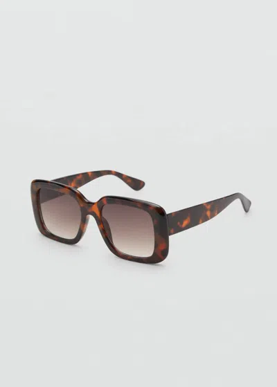 Mango Squared Frame Sunglasses Chocolate
