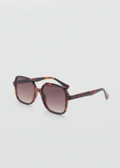 Mango Squared Frame Sunglasses Chocolate
