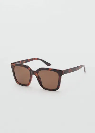 Mango Squared Frame Sunglasses Chocolate