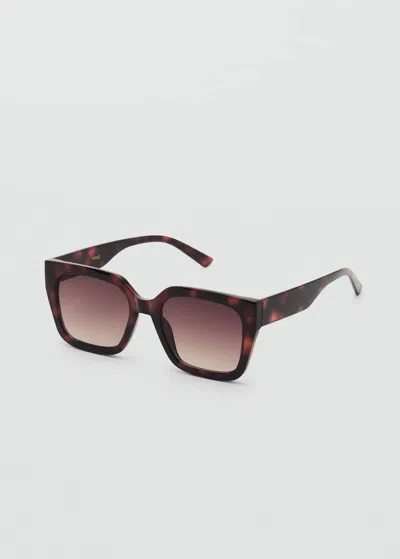 Mango Squared Frame Sunglasses Chocolate