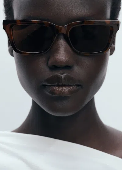 Mango Squared Frame Sunglasses Chocolate