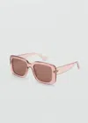 Mango Squared Frame Sunglasses Pastel Pink