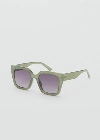 Mango Squared Frame Sunglasses Green