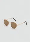 Mango Lunettes De Soleil Monture Métallique Ronde Or - Femme - Taille Unique -