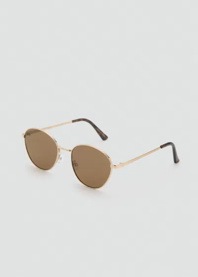 Mango Lunettes De Soleil Monture Métallique Ronde Or - Femme - Taille Unique -