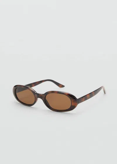 Mango Lunettes De Soleil Monture Ovale Chocolat - Femme - Taille Unique -  In Brown