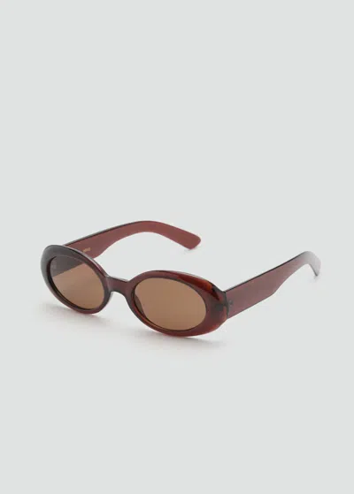 Mango Lunettes De Soleil Monture Ovale Marron - Femme - Taille Unique -  In Brown