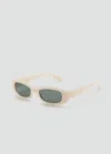 Mango Lunettes De Soleil Monture Rectangulaire Contrastée Blanc - Femme - Taille Unique -