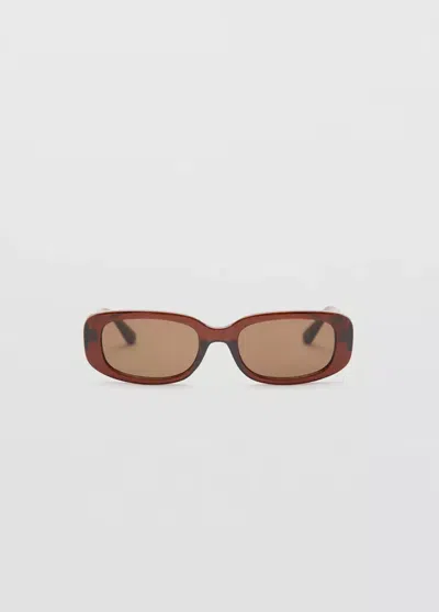 Mango Lunettes De Soleil Monture Rectangulaire In Marron