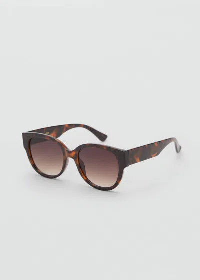 Mango Lunettes De Soleil Monture Ronde Chocolat - Femme - Taille Unique -