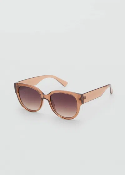 Mango Lunettes De Soleil Monture Ronde Pêche - Femme - Taille Unique -