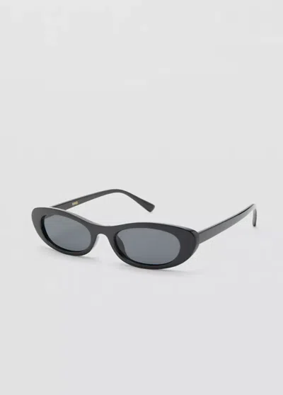 Mango Lunettes De Soleil Ovale En Acétate In Black