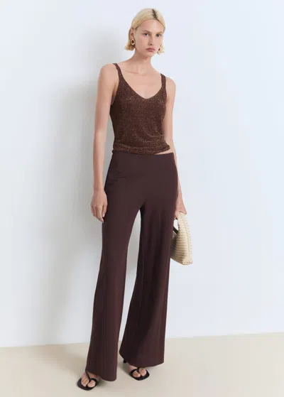 Mango Haut À Pointes Pico En Lurex Marron - Femme - Xl -