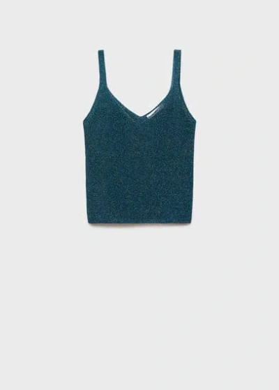 Mango Lurex Knitted Top Green