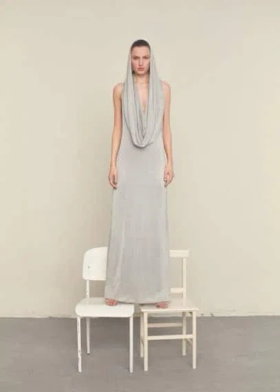 Mango Lurex Multi-position Hooded Dress Silver