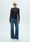 Mango Lurex Openwork Knitted Sweater Black In Noir