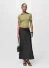 Mango Pull-over Lurex Col Polo Vert Pastel - Femme - L -