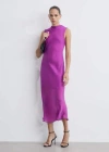 MANGO LYOCEL MIDI-DRESS PURPLE