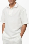 Mango Lyocell & Linen Blend Polo In White