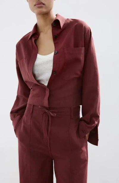 MANGO MANGO LYOCELL & LINEN BUTTON-UP SHIRT
