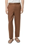 Mango Men's Linen-blend Elastic Waist Pants In Brown