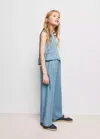 Mango Lyocell Blouse With Bows In Medium Blue