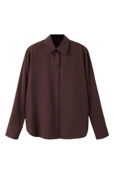 Mango Lyocell Button-up Shirt In Brown