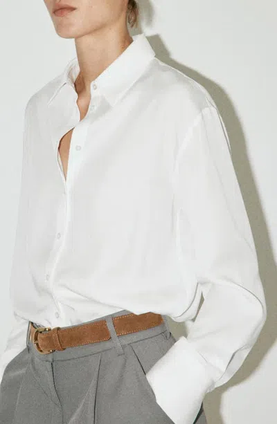 Mango Lyocell Button-up Shirt In White