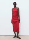 Mango Lyocell Dress With Asymmetrical Neckline Red In Red