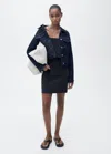 Mango Lyocell Dress With Ruffle Black In Black