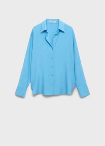 Mango Lyocell Fluid Shirt Blue
