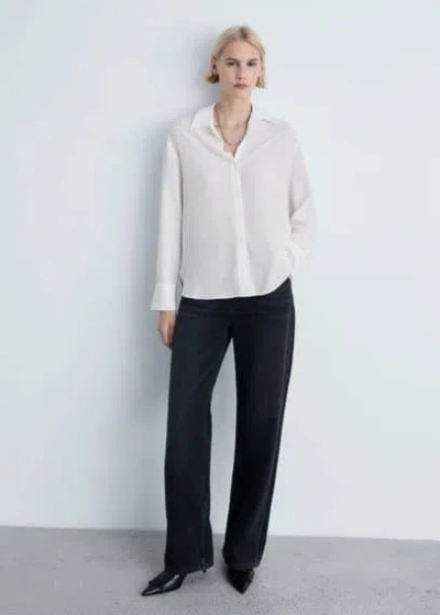 Mango Lyocell Fluid Shirt Off White
