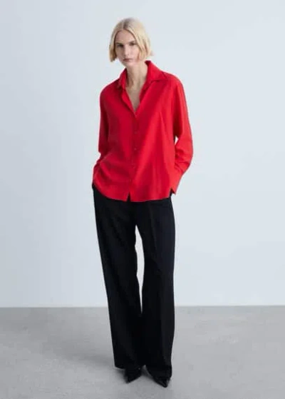 Mango Lyocell Fluid Shirt Red
