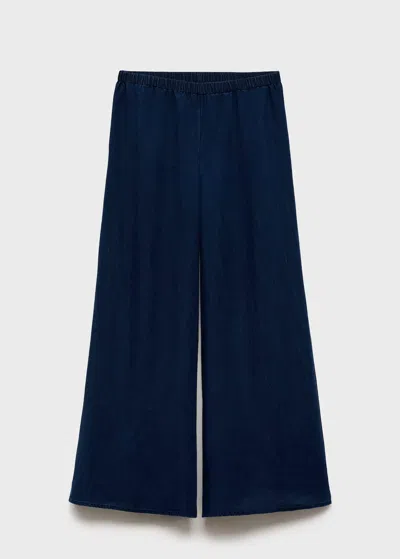 Mango Lyocell Maternity Lyocell Palazzo Trousers Dark Blue