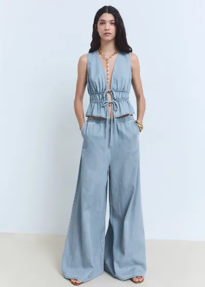 Mango Pantalon Bleu Clair - Femme - M -