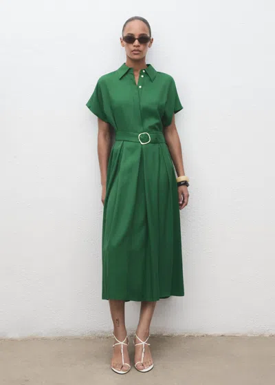 Mango Robe Chemise Lyocell Vert - Femme - L -  In Green
