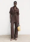 Mango Lyocell Shirt With Adjustable Waist Chocolate