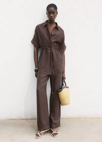 Mango Lyocell Shirt With Adjustable Waist Chocolate