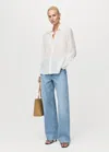 Mango Lyocell Shirt With Patches Off White In White