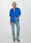 Mango Chemise Lyocell Poches In Bleu