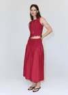 Mango Lyocell Smocked Skirt In Red