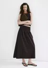 Mango Lyocell Smocked Skirt In Chocolate